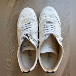 Valentino Cream-White Leather Low-Top Sneakers